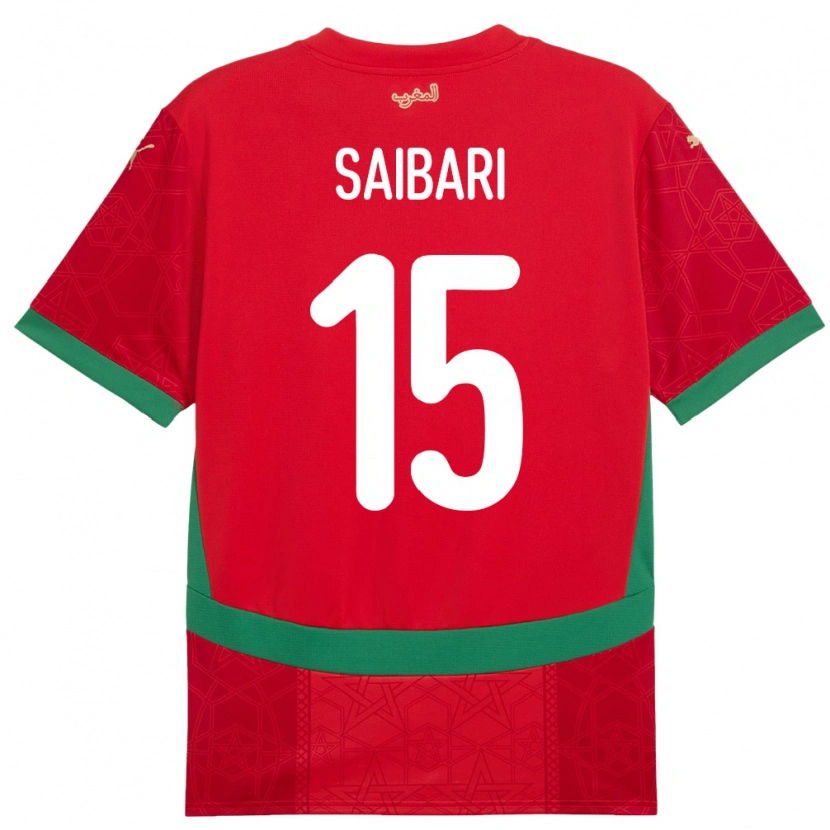 Danxen Uomo Maglia Marocco Ismael Saibari #15 Rosso Kit Gara Home 24-26 Maglietta