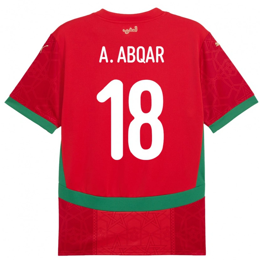 Danxen Uomo Maglia Marocco Abdel Abqar #18 Rosso Kit Gara Home 24-26 Maglietta