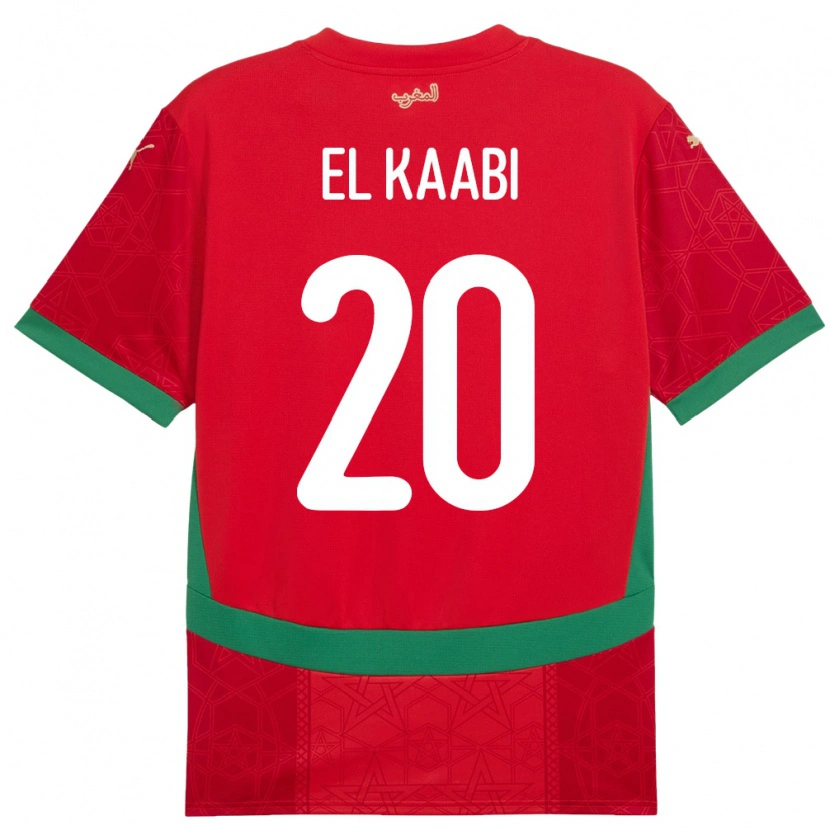 Danxen Uomo Maglia Marocco Ayoub El Kaabi #20 Rosso Kit Gara Home 24-26 Maglietta