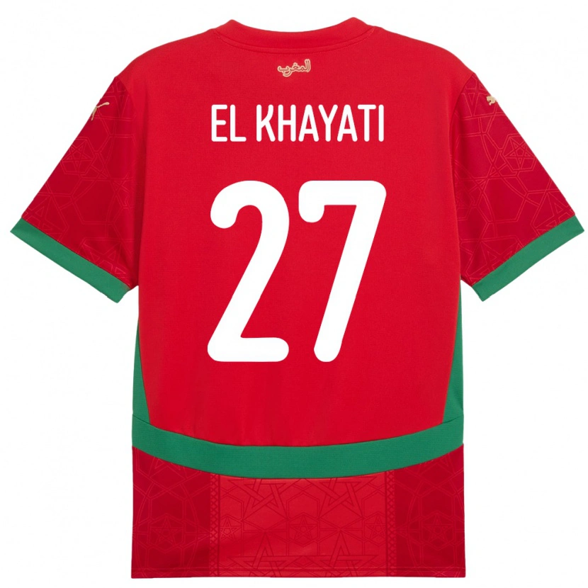 Danxen Uomo Maglia Marocco Ayoub El Khayati #27 Rosso Kit Gara Home 24-26 Maglietta