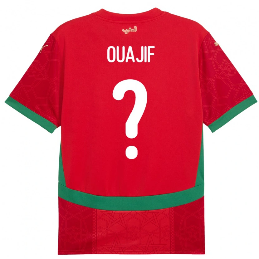 Danxen Uomo Maglia Marocco Naël Ouajif #0 Rosso Kit Gara Home 24-26 Maglietta