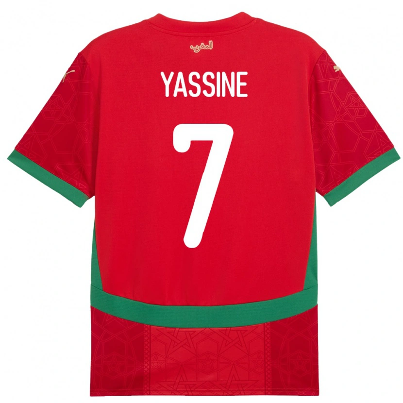 Danxen Uomo Maglia Marocco Gessime Yassine #7 Rosso Kit Gara Home 24-26 Maglietta