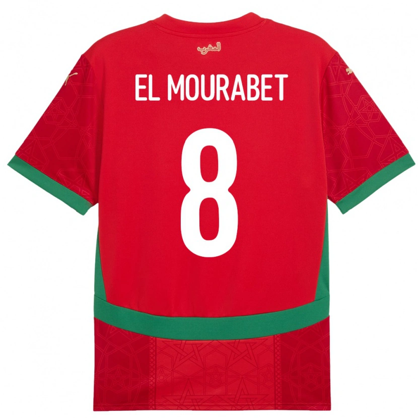 Danxen Uomo Maglia Marocco Samir El Mourabet #8 Rosso Kit Gara Home 24-26 Maglietta