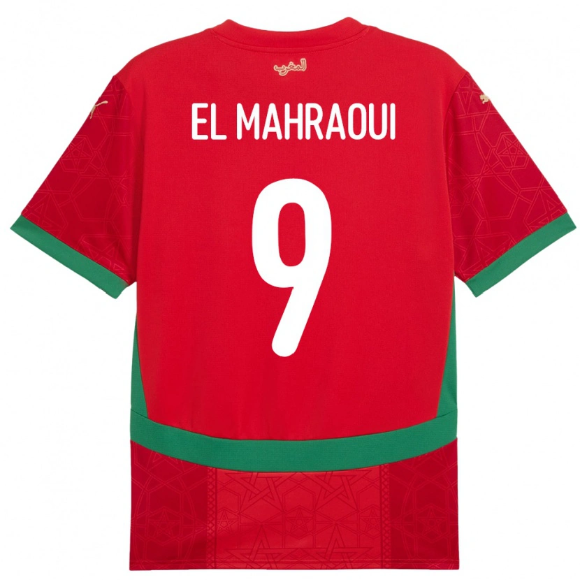 Danxen Uomo Maglia Marocco Anas El Mahraoui #9 Rosso Kit Gara Home 24-26 Maglietta