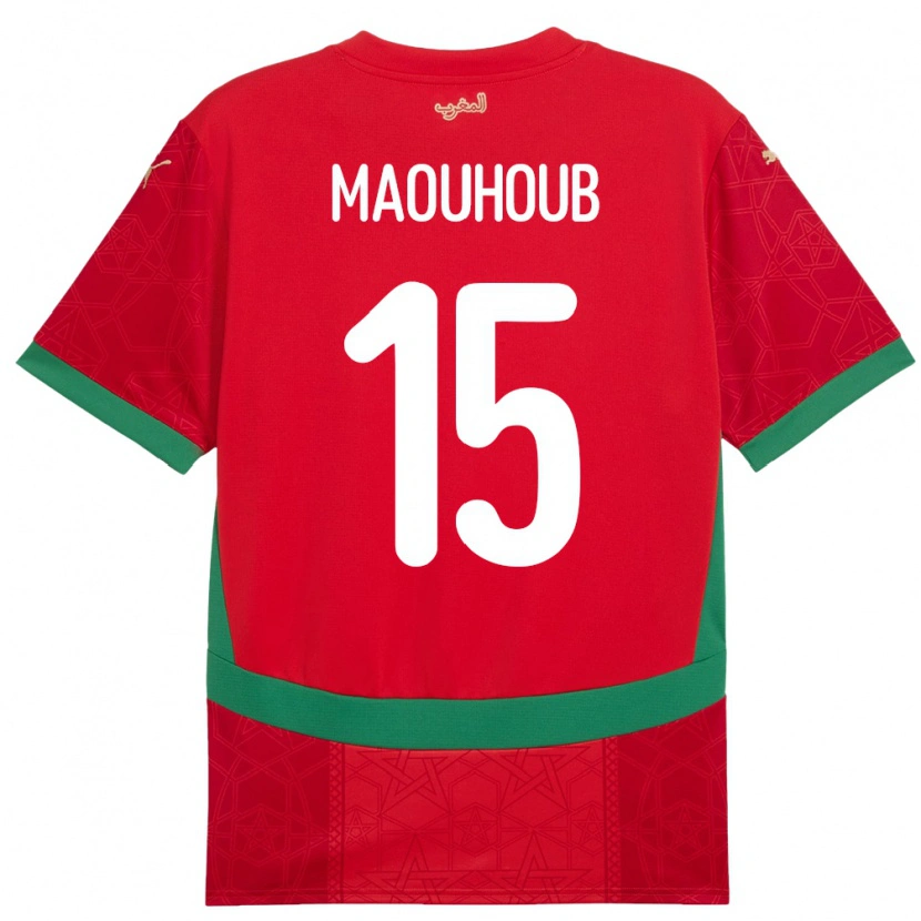 Danxen Uomo Maglia Marocco El Mehdi Maouhoub #15 Rosso Kit Gara Home 24-26 Maglietta