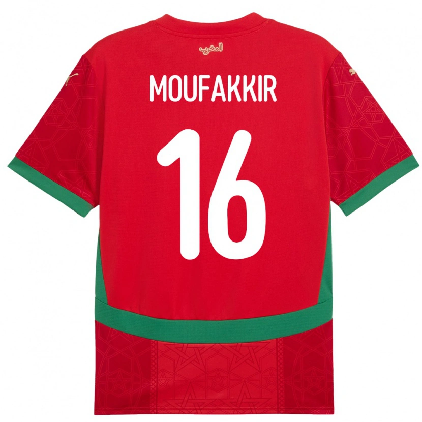Danxen Uomo Maglia Marocco Ishak Moufakkir #16 Rosso Kit Gara Home 24-26 Maglietta