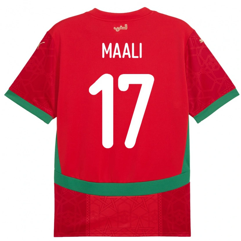 Danxen Uomo Maglia Marocco Abdelhamid Maali #17 Rosso Kit Gara Home 24-26 Maglietta