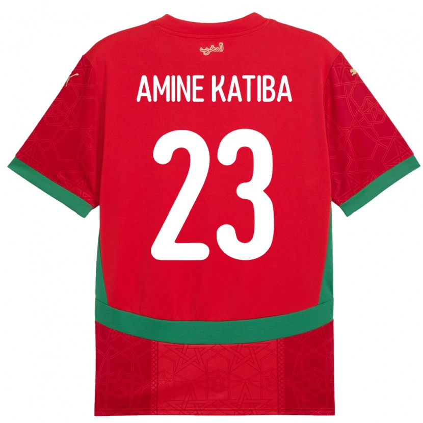 Danxen Uomo Maglia Marocco Mohamed Amine Katiba #23 Rosso Kit Gara Home 24-26 Maglietta