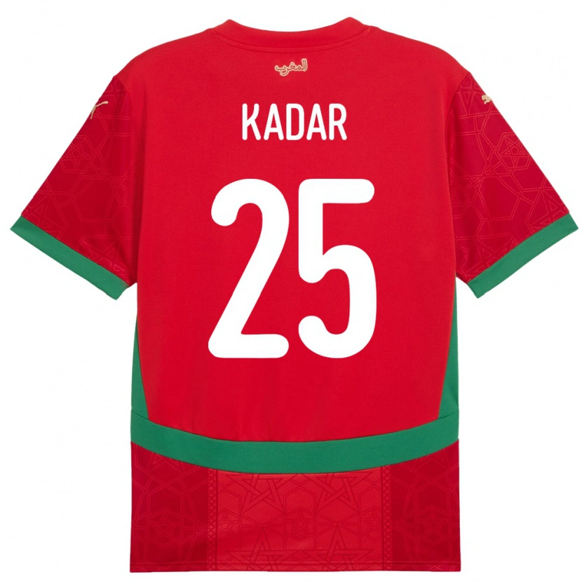 Danxen Uomo Maglia Marocco Nawfel-Abdelkader Kadar #25 Rosso Kit Gara Home 24-26 Maglietta