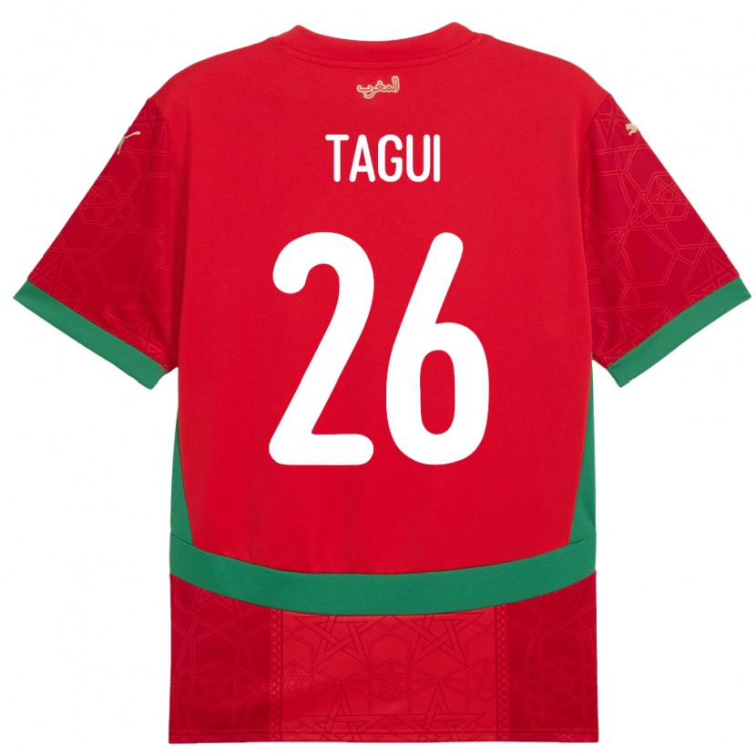 Danxen Uomo Maglia Marocco Salah-Eddine Tagui #26 Rosso Kit Gara Home 24-26 Maglietta