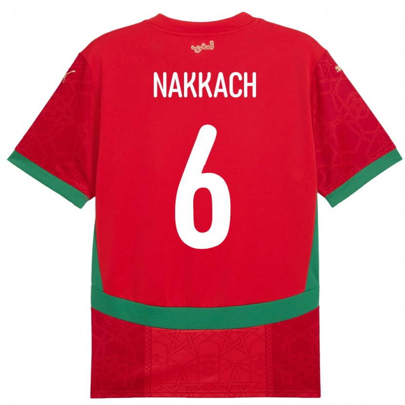 Danxen Uomo Maglia Marocco Elodie Nakkach #6 Rosso Kit Gara Home 24-26 Maglietta