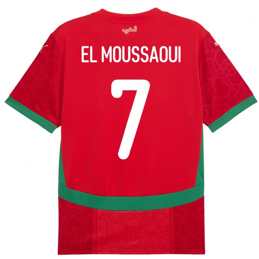 Danxen Uomo Maglia Marocco Hamza El Moussaoui #7 Rosso Kit Gara Home 24-26 Maglietta
