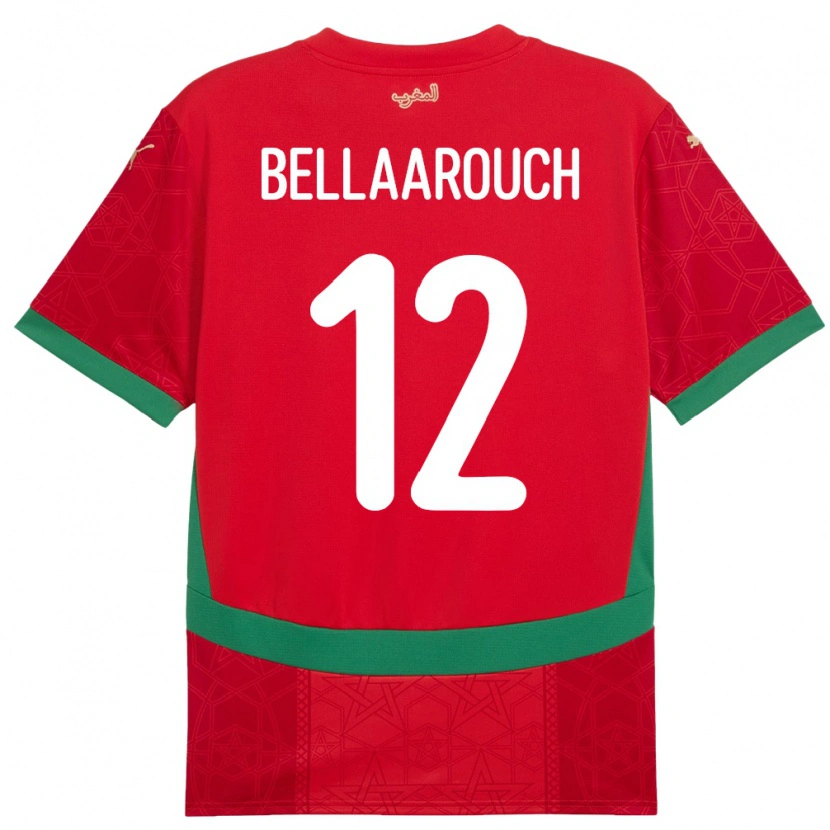 Danxen Uomo Maglia Marocco Alaa Bellaarouch #12 Rosso Kit Gara Home 24-26 Maglietta