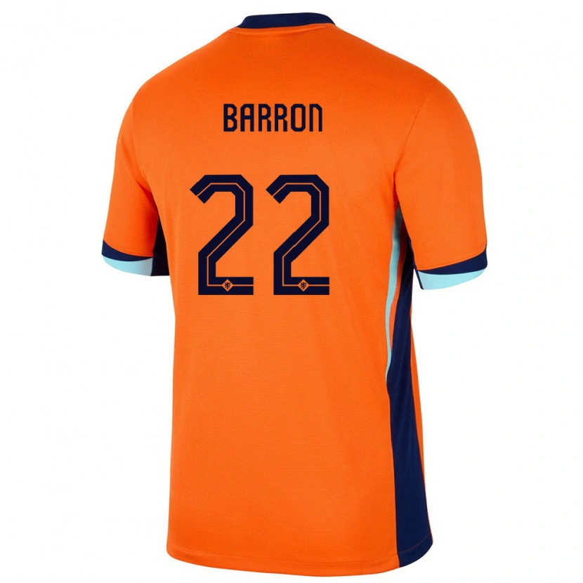 Danxen Uomo Maglia Paesi Bassi Eternal Barron #22 Arancia Kit Gara Home 24-26 Maglietta