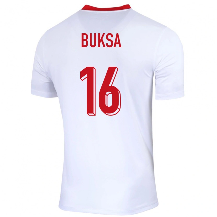 Danxen Uomo Maglia Polonia Adam Buksa #16 Bianco Kit Gara Home 24-26 Maglietta