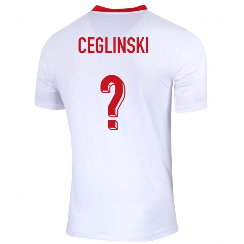 Danxen Uomo Maglia Polonia Mateusz Ceglinski #0 Bianco Kit Gara Home 24-26 Maglietta