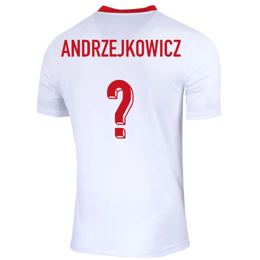 Danxen Uomo Maglia Polonia Mateusz Andrzejkowicz #0 Bianco Kit Gara Home 24-26 Maglietta