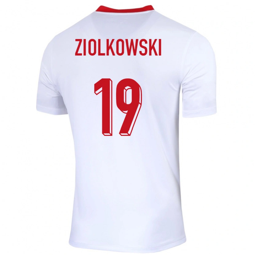 Danxen Uomo Maglia Polonia Jan Ziolkowski #19 Bianco Kit Gara Home 24-26 Maglietta
