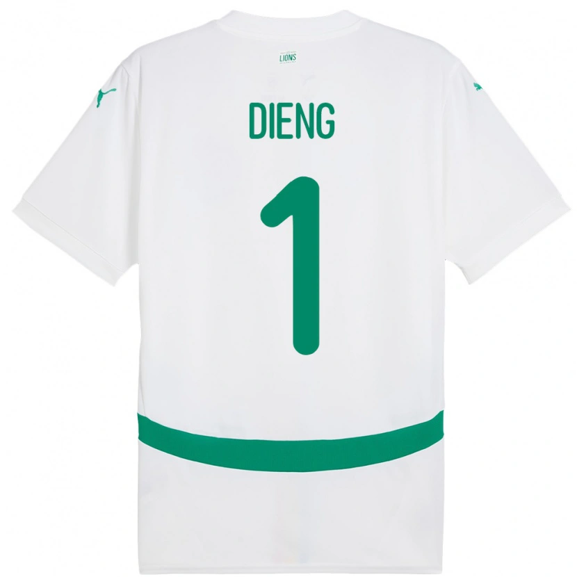Danxen Uomo Maglia Senegal Pape Dieng #1 Bianco Kit Gara Home 24-26 Maglietta