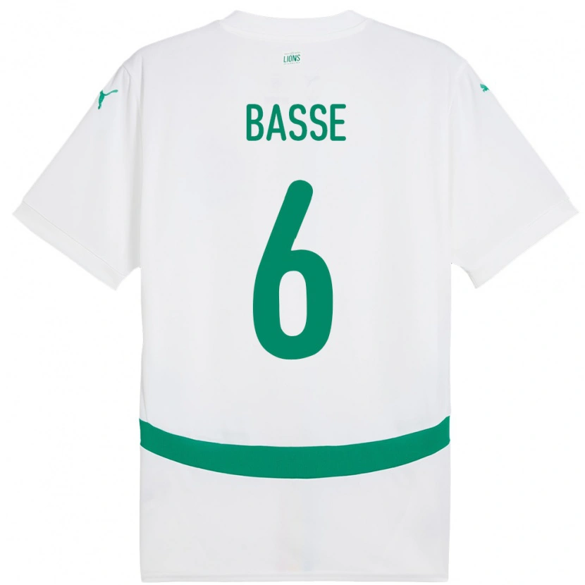 Danxen Uomo Maglia Senegal Souleymane Basse #6 Bianco Kit Gara Home 24-26 Maglietta