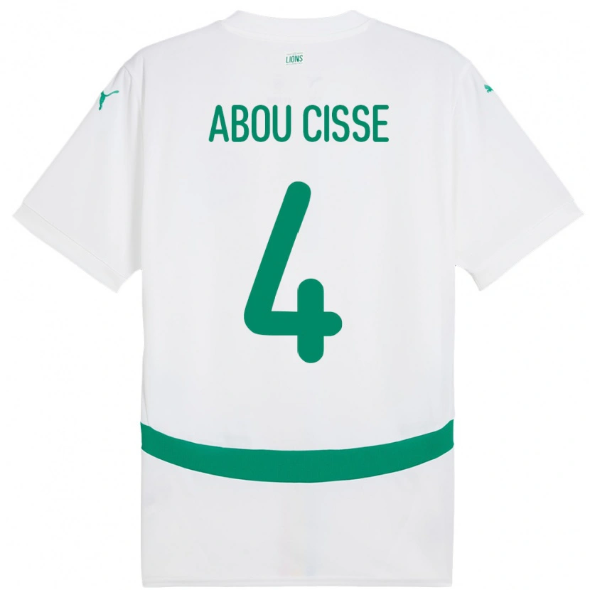 Danxen Uomo Maglia Senegal Pape Abou Cisse #4 Bianco Kit Gara Home 24-26 Maglietta
