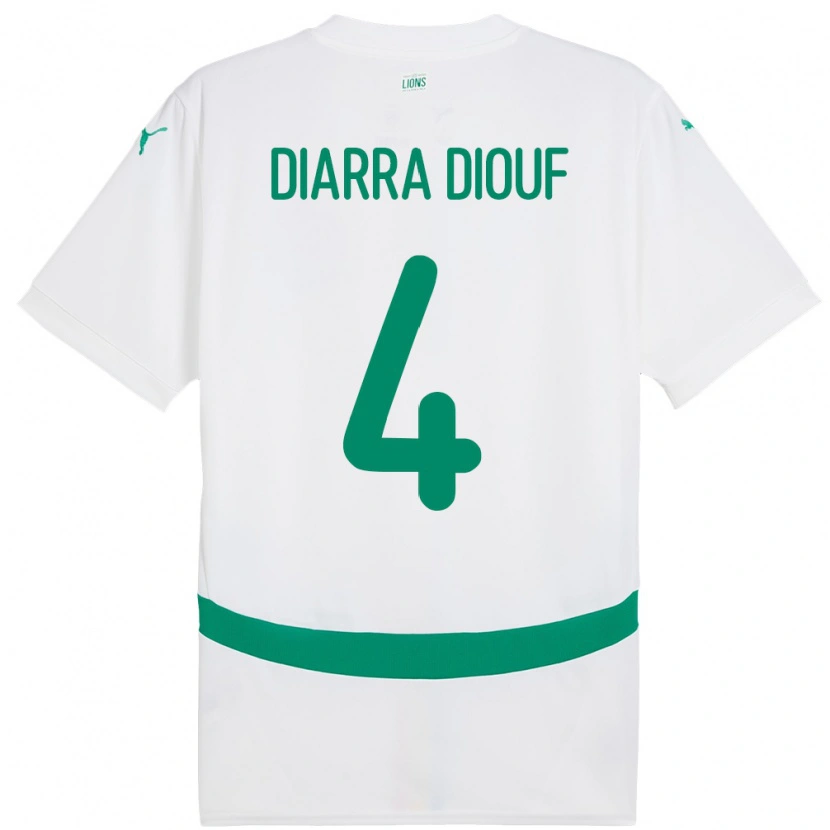 Danxen Uomo Maglia Senegal Mame Diarra Diouf #4 Bianco Kit Gara Home 24-26 Maglietta