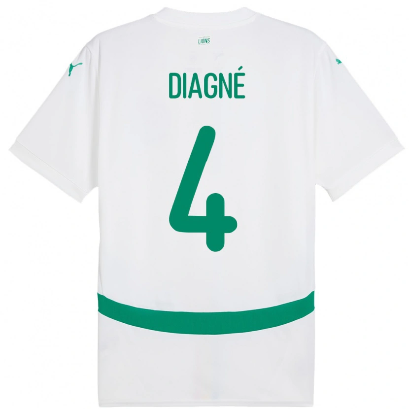 Danxen Uomo Maglia Senegal Cavin Diagne #4 Bianco Kit Gara Home 24-26 Maglietta