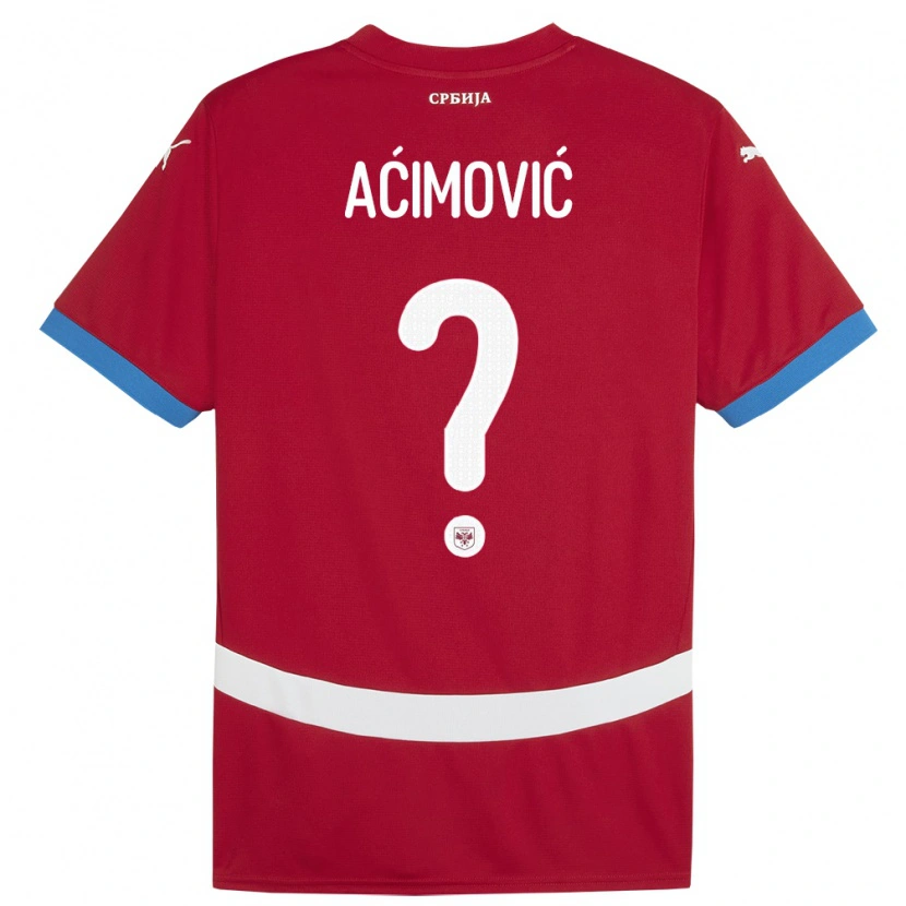 Danxen Uomo Maglia Serbia Dimitrije Aćimović #0 Rosso Kit Gara Home 24-26 Maglietta