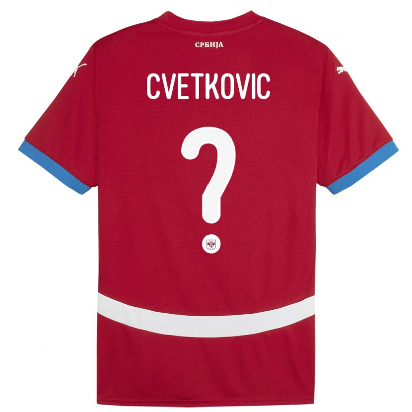 Danxen Uomo Maglia Serbia Aleksa Cvetkovic #0 Rosso Kit Gara Home 24-26 Maglietta