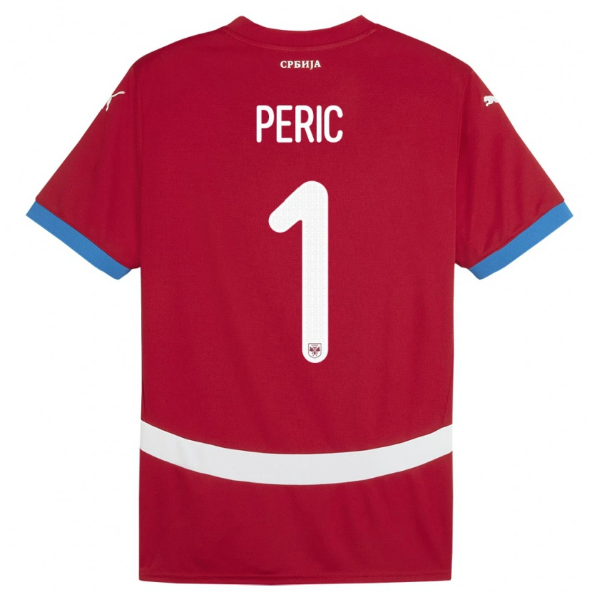Danxen Uomo Maglia Serbia Strahinja Peric #1 Rosso Kit Gara Home 24-26 Maglietta