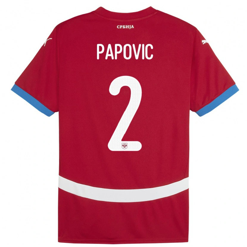 Danxen Uomo Maglia Serbia Niksa Papovic #2 Rosso Kit Gara Home 24-26 Maglietta