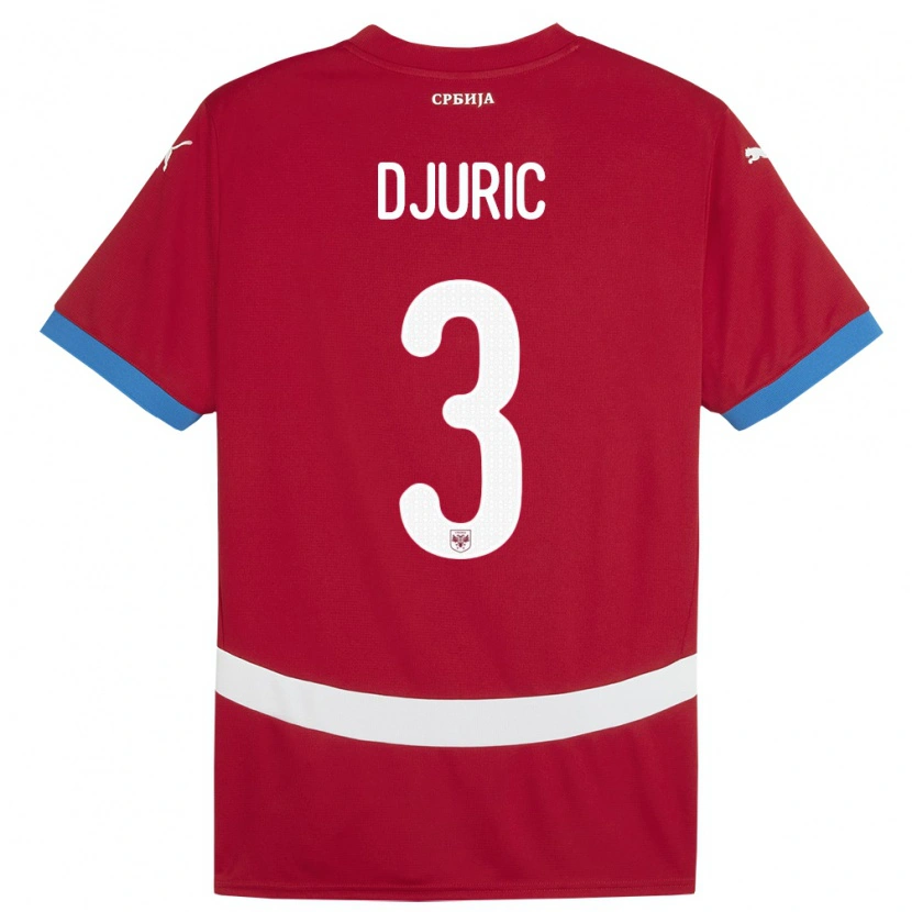 Danxen Uomo Maglia Serbia David Djuric #3 Rosso Kit Gara Home 24-26 Maglietta