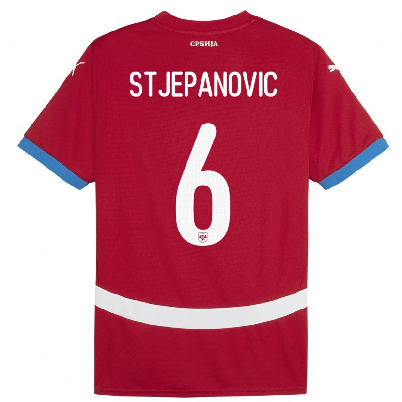 Danxen Uomo Maglia Serbia Mateja Stjepanovic #6 Rosso Kit Gara Home 24-26 Maglietta