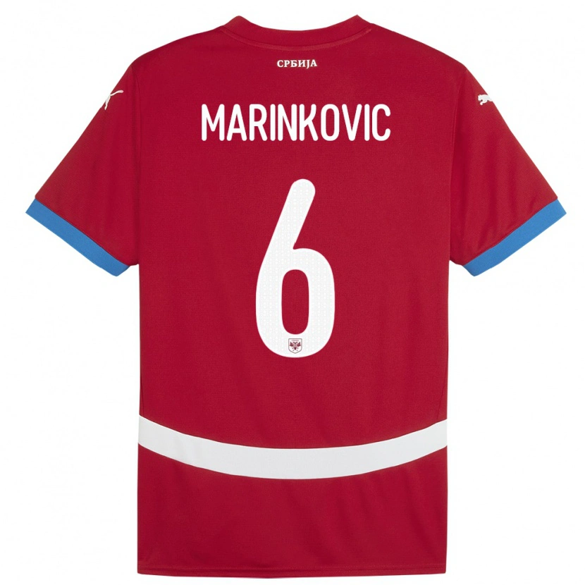 Danxen Uomo Maglia Serbia Vojin Marinkovic #6 Rosso Kit Gara Home 24-26 Maglietta