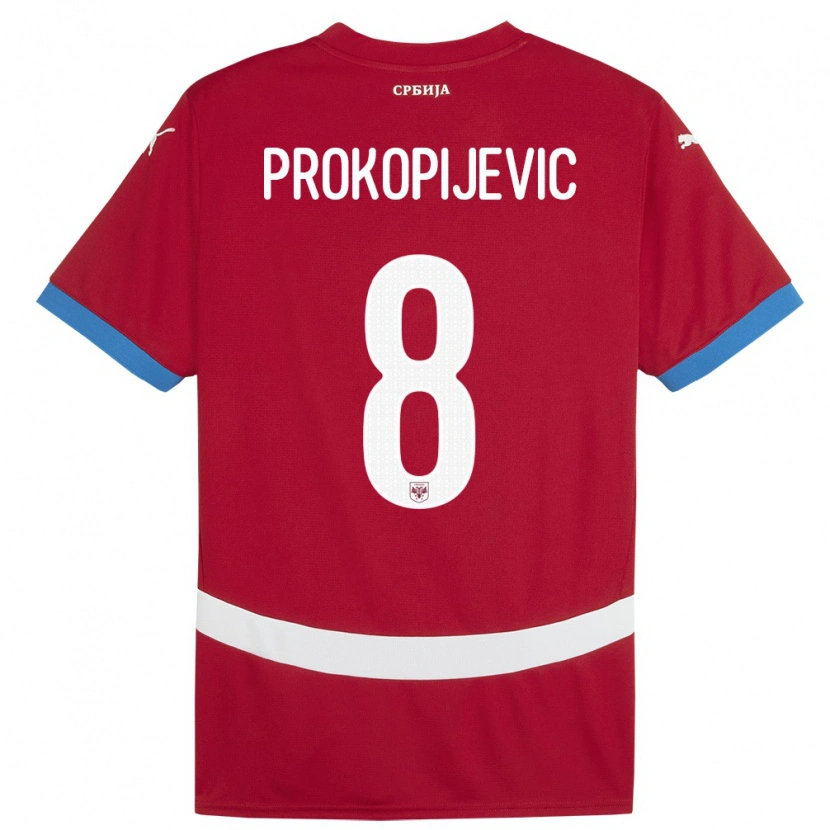 Danxen Uomo Maglia Serbia Mateja Prokopijevic #8 Rosso Kit Gara Home 24-26 Maglietta