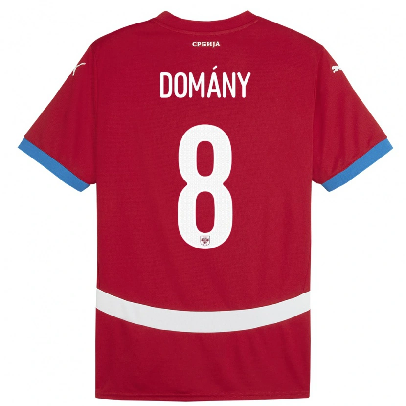 Danxen Uomo Maglia Serbia Bence Domány #8 Rosso Kit Gara Home 24-26 Maglietta
