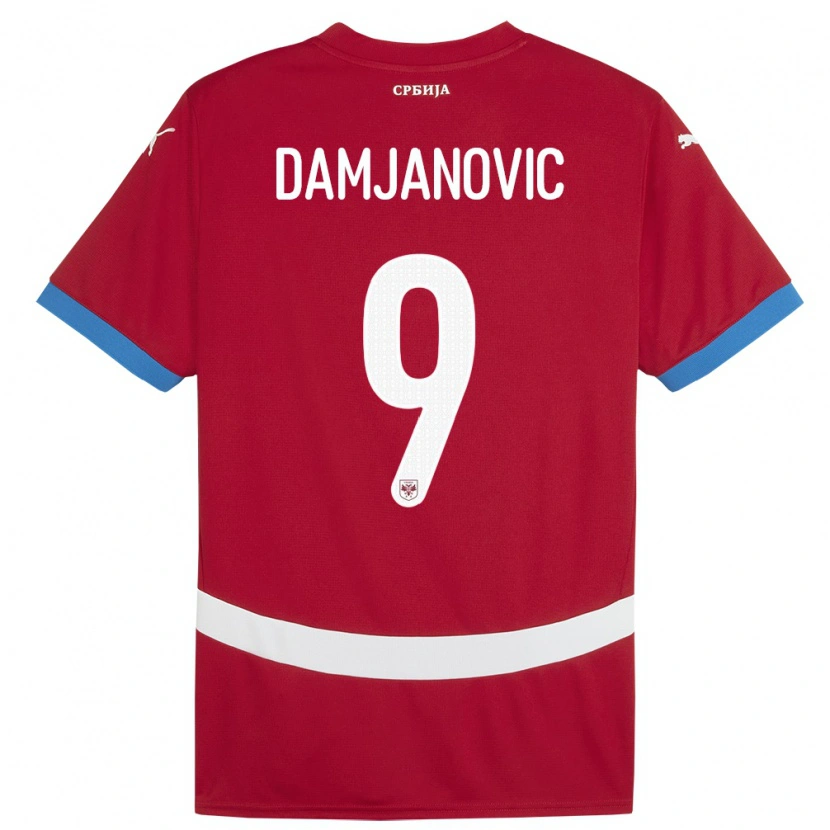 Danxen Uomo Maglia Serbia Aleksa Damjanovic #9 Rosso Kit Gara Home 24-26 Maglietta