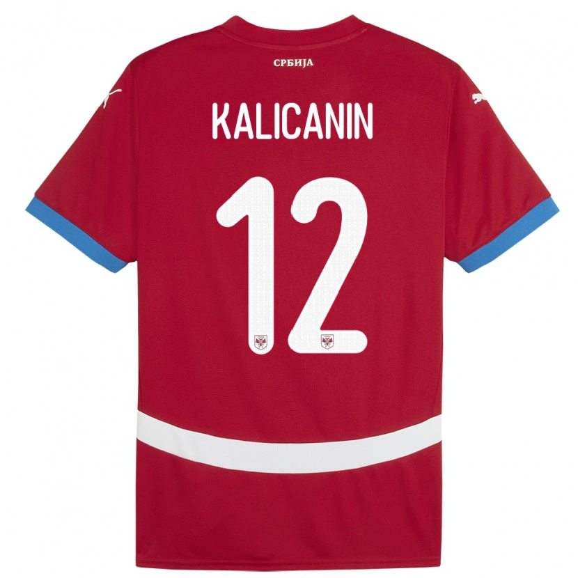 Danxen Uomo Maglia Serbia Lazar Kalicanin #12 Rosso Kit Gara Home 24-26 Maglietta
