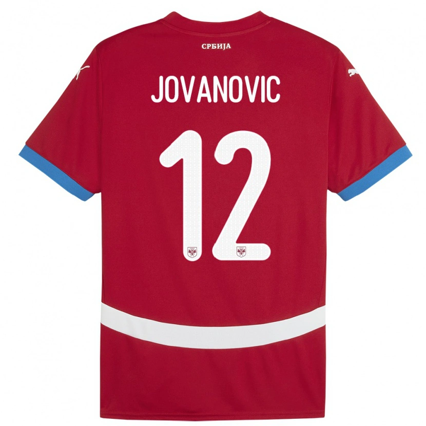 Danxen Uomo Maglia Serbia Vukasin Jovanovic #12 Rosso Kit Gara Home 24-26 Maglietta