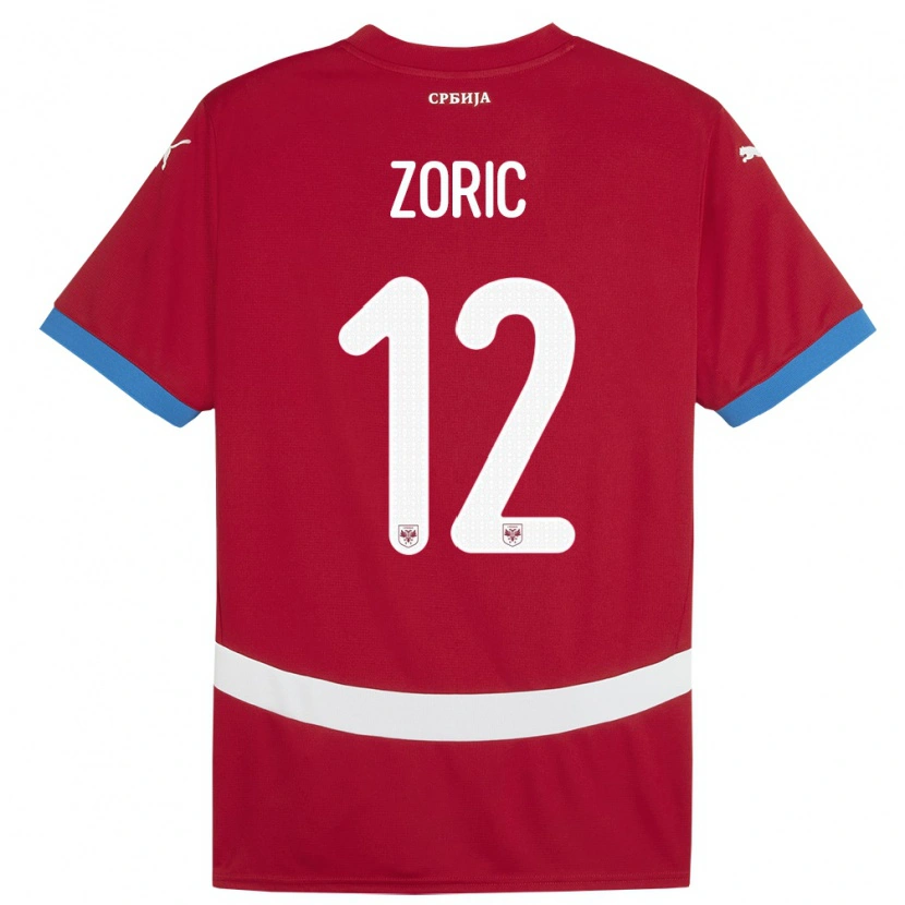 Danxen Uomo Maglia Serbia Nemanja Zoric #12 Rosso Kit Gara Home 24-26 Maglietta