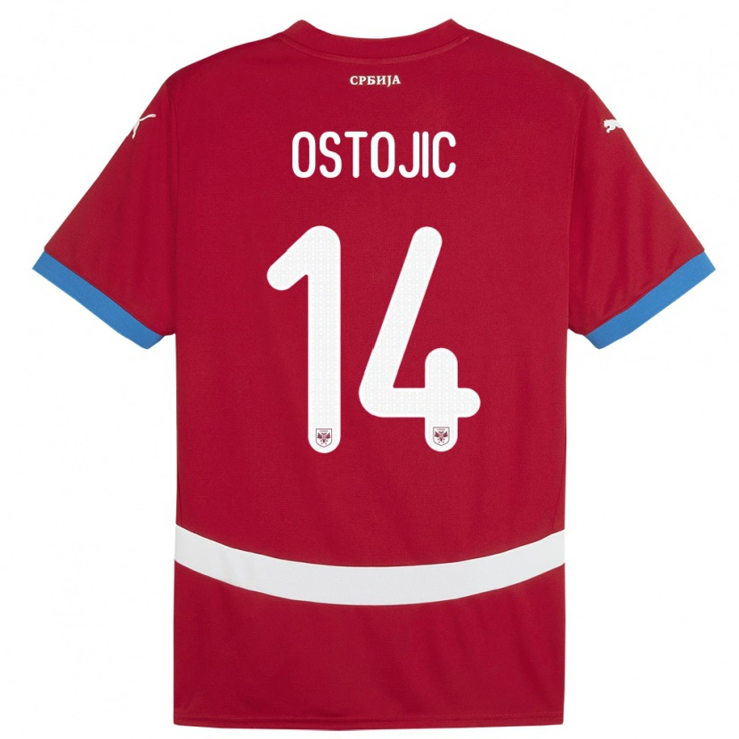 Danxen Uomo Maglia Serbia Jovan Ostojic #14 Rosso Kit Gara Home 24-26 Maglietta