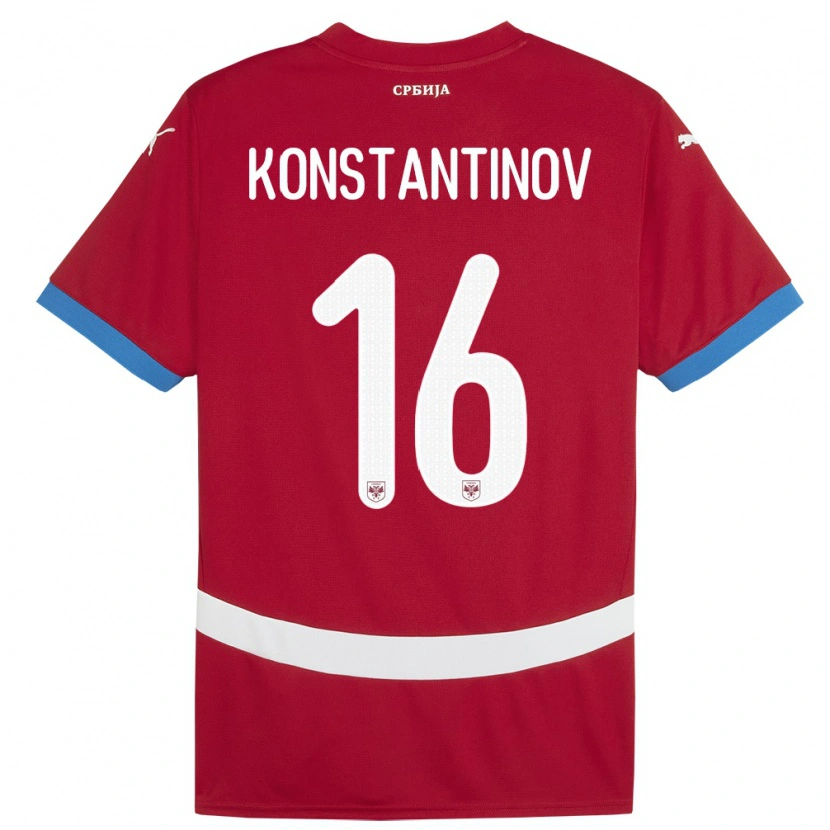 Danxen Uomo Maglia Serbia Lazar Konstantinov #16 Rosso Kit Gara Home 24-26 Maglietta