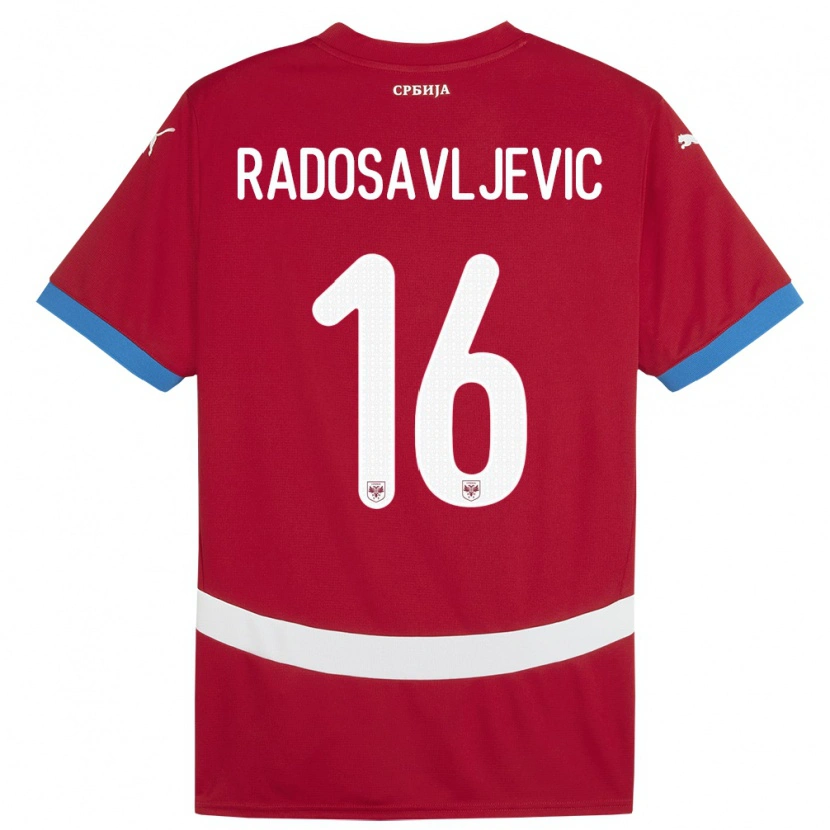 Danxen Uomo Maglia Serbia Lazar Radosavljevic #16 Rosso Kit Gara Home 24-26 Maglietta