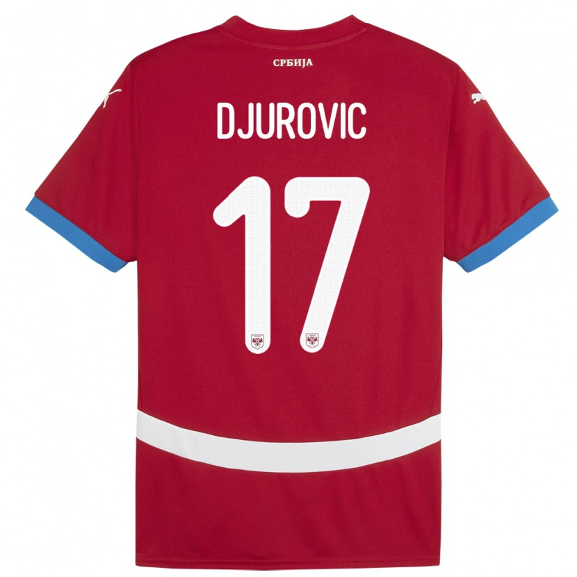 Danxen Uomo Maglia Serbia Stefan Djurovic #17 Rosso Kit Gara Home 24-26 Maglietta