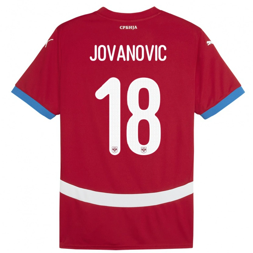Danxen Uomo Maglia Serbia Dusan Jovanovic #18 Rosso Kit Gara Home 24-26 Maglietta
