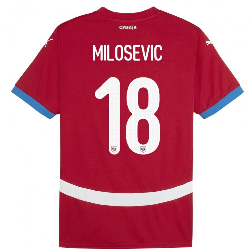 Danxen Uomo Maglia Serbia Mateja Milosevic #18 Rosso Kit Gara Home 24-26 Maglietta
