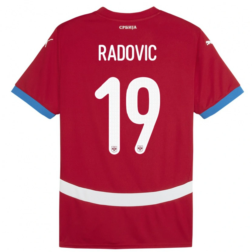 Danxen Uomo Maglia Serbia Dusan Radovic #19 Rosso Kit Gara Home 24-26 Maglietta