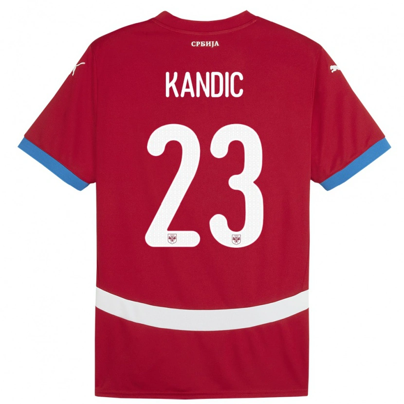 Danxen Uomo Maglia Serbia Marko Kandic #23 Rosso Kit Gara Home 24-26 Maglietta