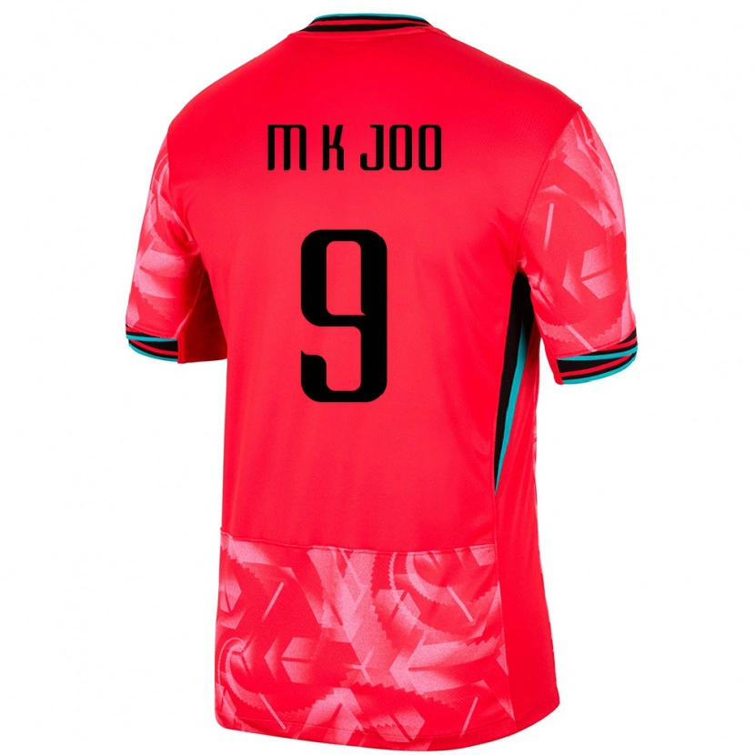Danxen Uomo Maglia Corea Del Sud Min-Kyu Joo #9 Rosso Kit Gara Home 24-26 Maglietta