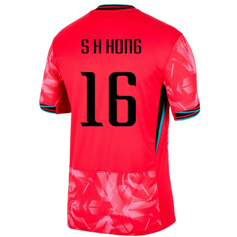 Danxen Uomo Maglia Corea Del Sud Hyun-Seok Hong #16 Rosso Kit Gara Home 24-26 Maglietta